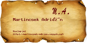 Martincsek Adrián névjegykártya